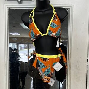 Vibrant Orange Floral Bikini Set